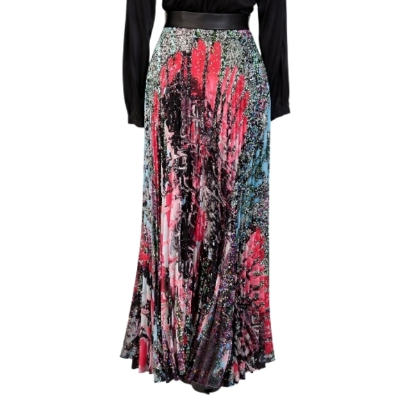 Christopher Kane “Mindscape” Pleated Midi Skirt – Size 6, Mutlicolor, NWT - Picture 6 of 13